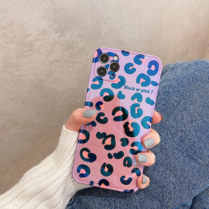 Apple-Compatible Blue Edge Leopard Zebra Print Case